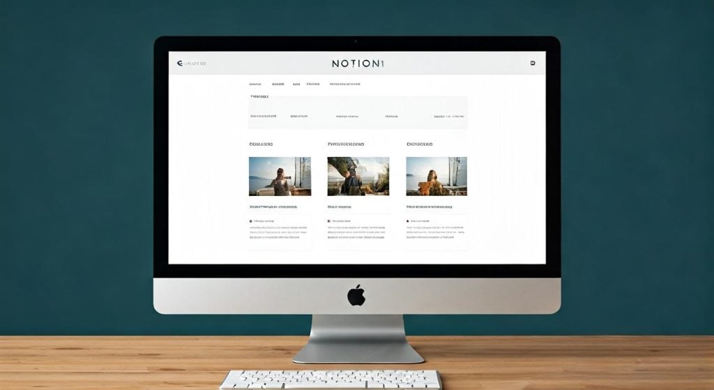 데스크톱에 표시된 Notion 블로그 플랫폼의 깔끔한 인터페이스