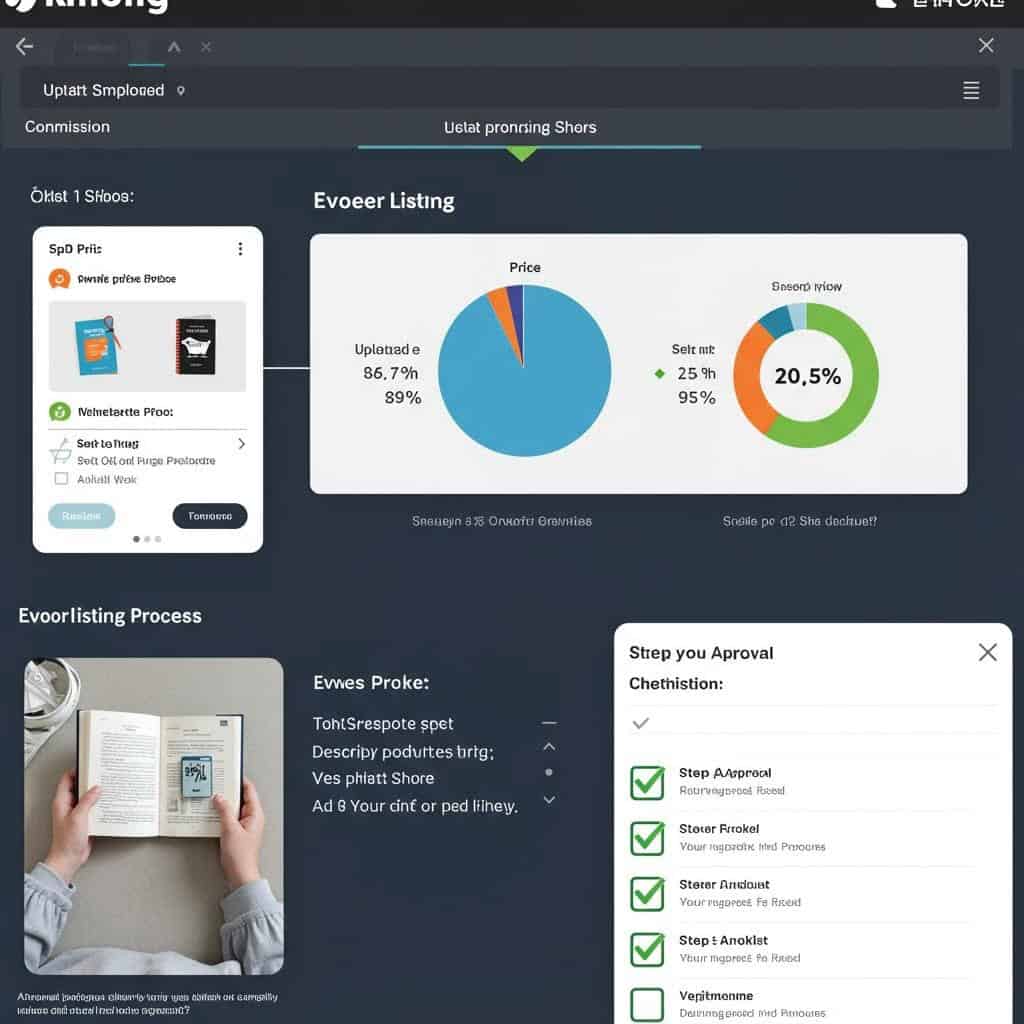 전자책 목록 관리 및 승인 프로세스를 보여주는 애플리케이션 인터페이스
